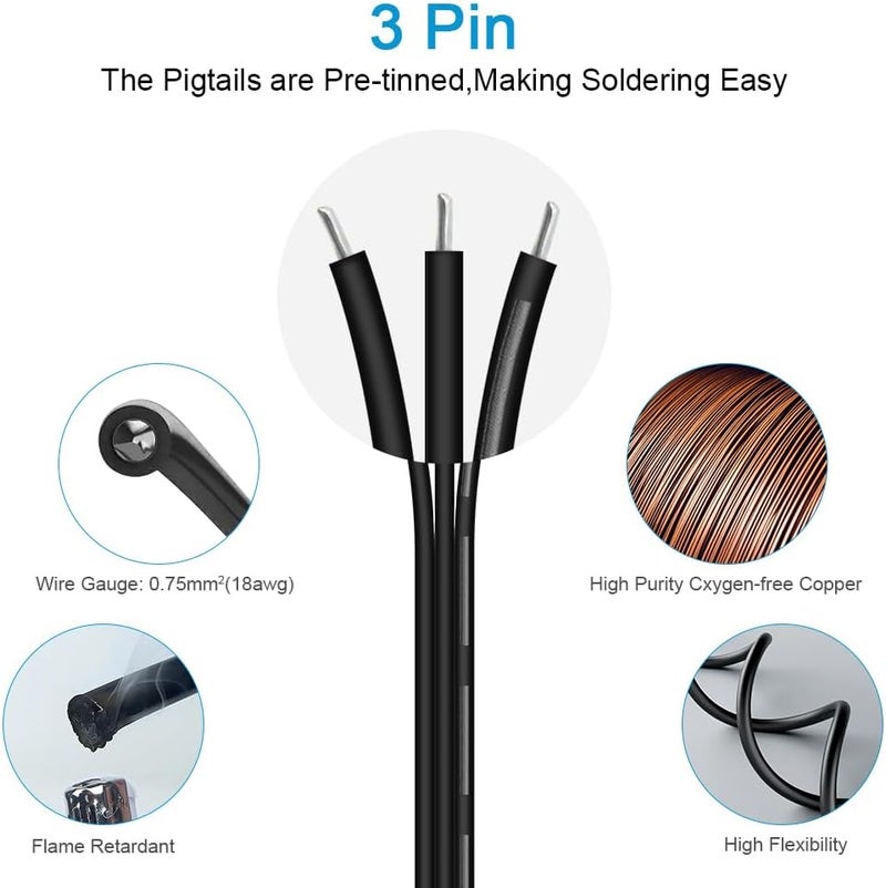 ALITOVE موصلات كهربائية مقاومة للماء 3 دبابيس Xconnect Pigtail 18AWG كابل تمديد 6in/15cm متوافق مع ASIN B0923SDR5T B0CM95W84B B0CW9NQ12K B0CM976SKW WS2811 أضواء عيد الهالوين وعيد الميلاد (5 أزواج) - Image 5